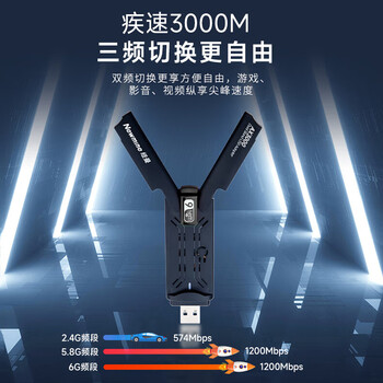 纽曼（Newmine）AX3000 WiFi6无线网卡USB台式机笔记本3000M双频5G笔记本电脑wifi接收发射器