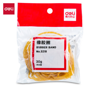 得力（deli）30g袋装耐用橡胶圈/橡皮筋/牛皮筋 高弹力不易断  财务办公用品 3218