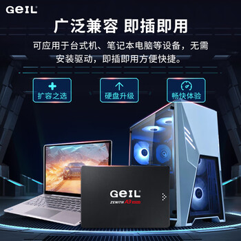 GEIL金邦 2TB SSD固态硬盘 SATA3.0接口 台式机笔记本通用 高速550MB/S A3系列 电脑升级核心组件 GEIL金邦 2TB SSD固态硬盘 SATA3.0接口 台式机笔记本通用 高速550MB/S A3系列 电脑升级核心组件