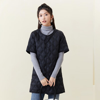 乐漫咪中老年女士羽绒马甲长款妈妈马夹半袖棉女中秋冬装背心医护保暖