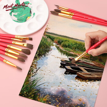 【全网低价】蒙玛特(Mont Marte)5支装水彩画笔 水粉笔儿童绘画笔勾线笔学生美术颜料笔 初学马毛画画排笔套装BMHS0027美术写生