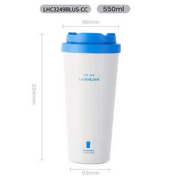 乐扣乐扣（LOCK&LOCK）儿童保温杯陶瓷覆层保温咖啡杯简约水杯一杯双盖带吸管550ML蓝色