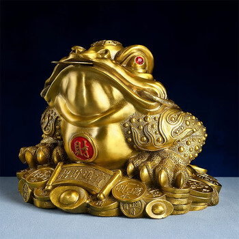 风水阁 铜金蟾蜍摆件三足金蝉客厅装饰工艺品酒柜店铺开业礼品摆设