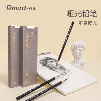 得力（deli）丹途哑光铅笔14B(10支/盒)专业绘画手绘素描彩绘画画RK2-14B女孩儿童