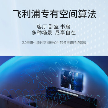 飞利浦（PHILIPS）回音壁Soundbar TAB5009/93 2.0环绕立体声 电视机音响 家庭影院音箱 蓝牙条形音响