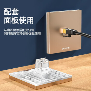 山泽 网络模块 六类千兆【免打线】金50u加厚非屏蔽工程级镀RJ45水晶头母座电脑网口插座面板连接头 MDK650