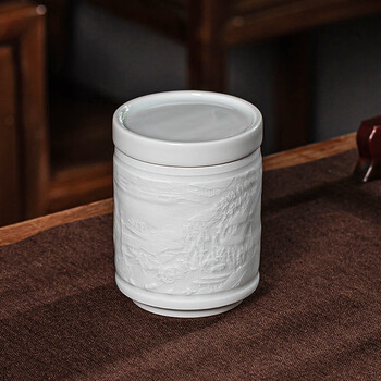 金镶玉景德镇茶叶罐 黄守良手作便携家用茶罐密封罐储存罐 清明上河图