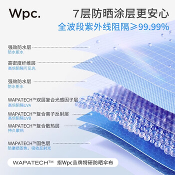 Wpc.遮阳伞小巧轻量日本防晒伞防紫外线晴雨两用雨伞折叠弯钩太阳伞