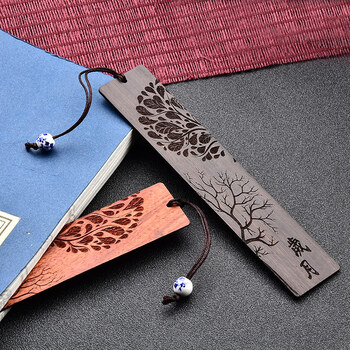 米兹MIEZ紫光檀木质书签双支装礼盒中国风特色礼品教师节礼物送老师同学长辈流年岁月生日礼物文具套装伴手礼