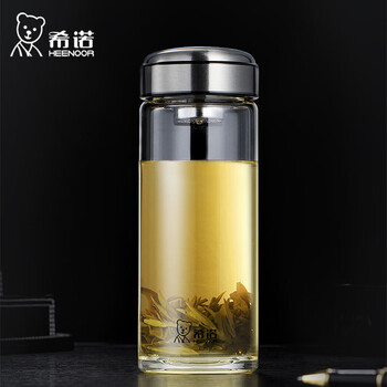 希诺单层玻璃杯 男女士便携小容量泡茶水杯370ml 颜色随机XN-6195