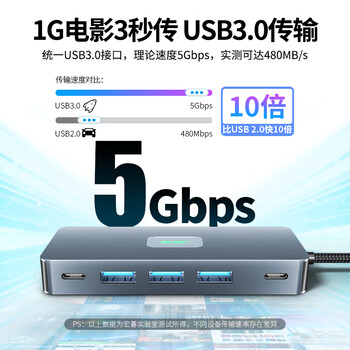 宏碁（acer）Type-C扩展坞双HDMI三屏异显投屏转换器HUB3.0分线器pd100W充电器 适用华为安卓笔记本电脑拓展