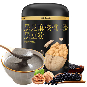 雨子坊 黑芝麻核桃黑豆粉大黑罐核桃芝麻五谷杂粮粉500g/罐 雨子坊 黑芝麻核桃黑豆粉大黑罐核桃芝麻五谷杂粮粉500g/罐