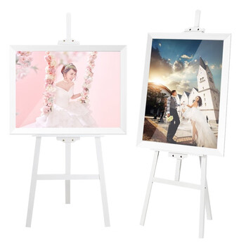 御杰【全网低价】御杰1.5米白色实木画架可调节油画素描画架广告展架美术写生便携可折叠支架年会展架