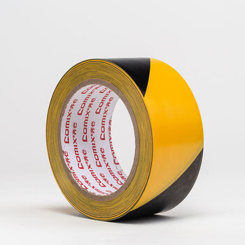 齐心(Comix)防台风胶带黄黑加长警示胶带 警示条斑马线安全5S胶带48mm*33m(1卷) JS4833M-1