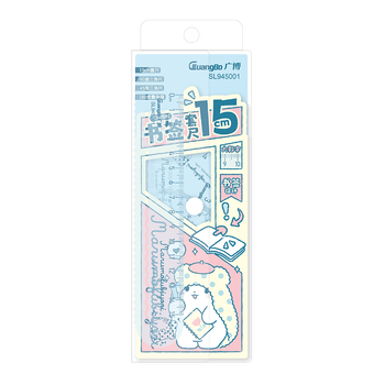 广博（GuangBo）三丽鸥套尺大数字15cm直尺三角尺套装小学生考试专用毛毯熊SL945001
