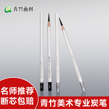 青竹画材（CHINJOO）流光白炭笔美术生专用软中硬素描铅笔碳笔碳条碳铅笔绘画素描美术写生【流光白速写炭笔/12支】