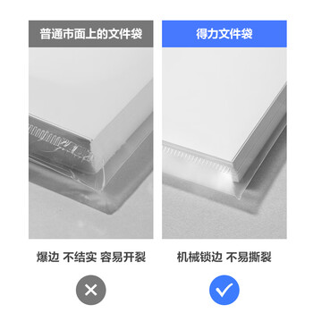 得力（deli）10只A4透明文件袋 按扣资料袋 塑料档案袋 文件保护 票据学生试卷收纳袋 学习办公用品 PP10