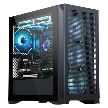 先马（SAMA）平头哥M9黑色 台式m-atx电脑主机箱 玻璃侧透/前板网格散热/支持360水冷/标配Type-C接口/三面防尘