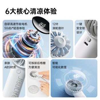 几素 手持高速节能便携式随身手拿电风扇户外办公室桌面超长续航【Life4-珊瑚粉-5000mAh】