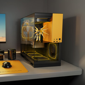 几何未来（GeometricFuture）Model5悟空电脑机箱 黑黄（支持EATX主板/50系显卡/420/360冷排/海景房/TypeC接口）