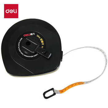 得力(deli)30m耐用皮卷尺操场盘式皮卷尺软尺测量尺子 8218 黑色 得力(deli)30m耐用皮卷尺操场盘式皮卷尺软尺测量尺子 8218 黑色