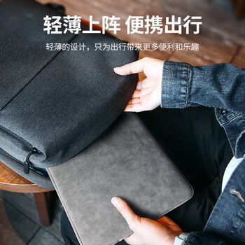 绿联 笔记本电脑收纳包 耐磨防泼水牛津布加密水晶绒 适用笔记本电脑平板 15-16英寸灰色 80519
