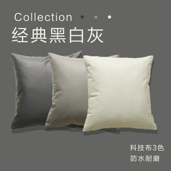 艾薇抱枕沙发靠垫床头靠枕睡觉靠背垫科技布抱枕套含抱枕芯磨砂黑