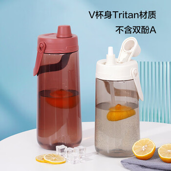 乐扣乐扣（LOCK&LOCK）大容量水壶运动吸管水杯健身便携冷水壶2L 黑色ABF795BLK