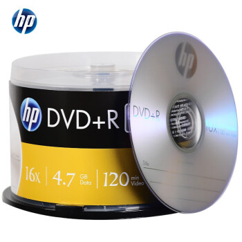 惠普（HP）DVD+R 光盘 刻录盘 空白光盘 16速4.7GB 办公系列 桶装50片