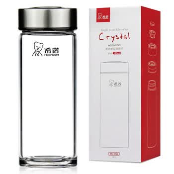 希诺（heenoor）玻璃杯女士单层加厚花茶杯高颜值便携家用水杯子颜色随机260ml