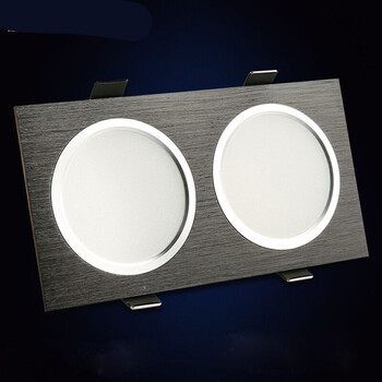 led筒灯双眼斗胆灯射灯商场家装吊顶孔灯双头格栅长方形/ 双头24瓦白