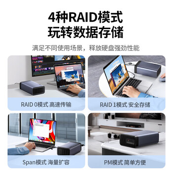 绿联磁盘阵列硬盘柜 多盘位硬盘盒（RAID存储温控风扇）适用NAS扩展存储扩容 2.5/3.5SATA机械固态硬盘