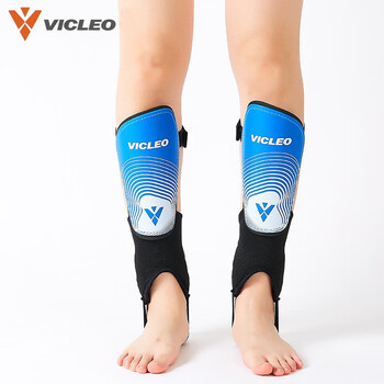 维克利奥（VICLeO）足球护腿板儿童运动护板插足球护具一对装靓蓝色S码（绑带+护踝）