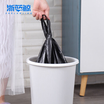 浙蓝鲸背心垃圾袋黑色50*80cm 100只/包 2.25丝 办公家用加厚手提塑料袋