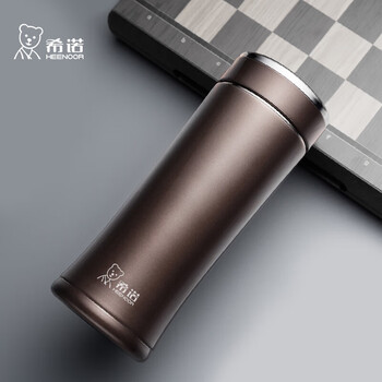 希诺（heenoor）保温杯 不锈钢泡茶杯子商务车载水杯XN-3001栗色 400mL礼盒装