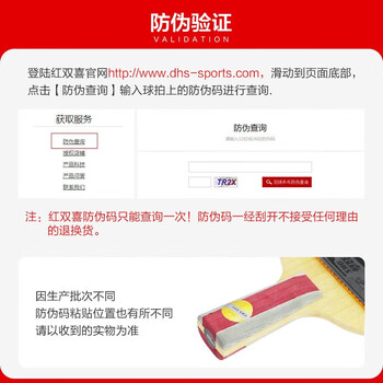 红双喜DHS乒乓球拍横拍天极蓝TB2双面反胶皮含拍包