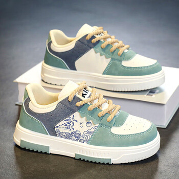 鸿星尔克女童鞋板鞋秋冬2023新款儿童运动鞋国潮中大童女孩低帮绿色37