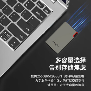 ThinkPlus联想 256G移动固态硬盘 Type-c接口PSSD移动硬盘小巧便携手机扩容盘 US800