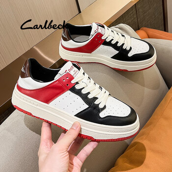 carlbeck板鞋女平底2022新款秋季黑白熊猫女鞋女生鞋子百搭运动休闲鞋