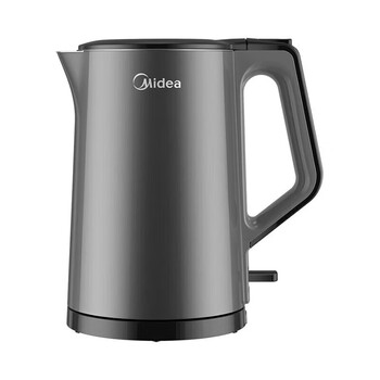 美的（Midea）电热水壶 家用烧水壶双层防烫一体式无缝304食品级不锈钢 1.5L MK-15MS03 