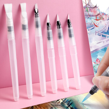 反转自来水笔套装软头水粉固体水彩颜料画笔美术学生绘画用注水式储水毛笔3支【尖头】大+中+小水彩笔