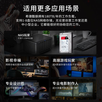 希捷（SEAGATE）NAS硬盘 6TB 256MB 机械硬盘 CMR垂直 静音低耗 数据恢复服务 3.5英寸 希捷酷狼 ST6000VN006