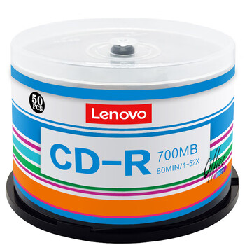 联想CD-R光盘/刻录盘52速700MB办公系列空白光盘50片 桶