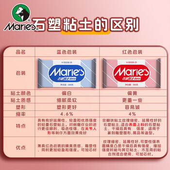 马利(Marie's)升级款石塑粘土diy材料包陶泥泥塑工具立体雕塑橡皮泥陶艺500g 速写 马克笔绘画美育工具