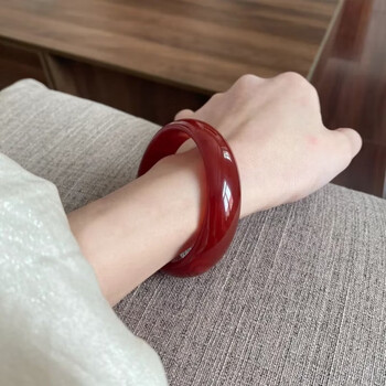 奢西欧红玛瑙手镯宽版名族风红玉髓镯子新年礼物本命年女款原创 【52