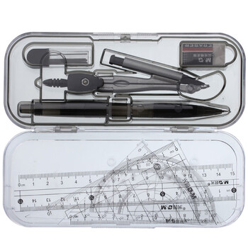 晨光圆规绘图考试高考（圆规直尺/三角尺量角器橡皮自动铅笔铅芯）8件套ACS90807