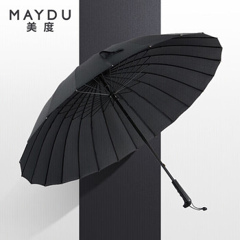 美度（MAYDU）加大雨伞直杆男士商务24骨雨伞长柄M5005黑色