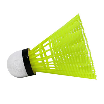 红双喜（DHS)耐打训练尼龙羽毛球塑料胶练习羽球6只装黄色EG60Y