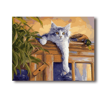 油彩画　猫 猫咪数字油画diy儿童卡通动漫简单手工涂鸦填色填充丙烯油彩画画