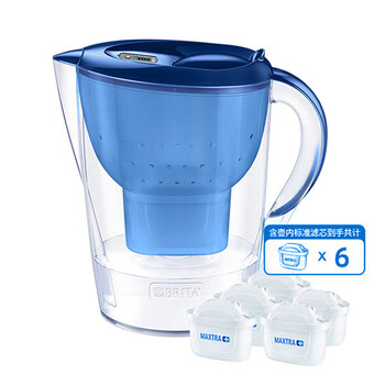 碧然德过滤净水器3.5L 一壶六芯 除氯去水垢滤水壶 标准版滤芯 天然安全材质 Marella海洋系列蓝色